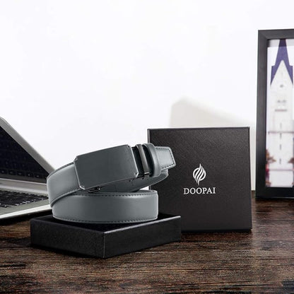 DOOPAI Belt Men, Ratchet Dress Adjustable 1 3/8" Sliding Leather Designer, Size Length Can be Cut, with Gift Box