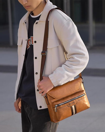 Zipper Buckle Leather Messenger Bag Crossbody Shoulder Bag Vintage Handle Bags | Zipper, Buckle, Leather, Vintage