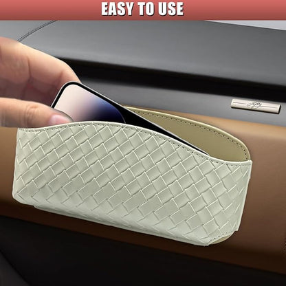 Sunglasses Holder for Car Visor, Leather Auto Glasses Storage Case, Car Sun Visor Eyeglasses Holder Protective Box, Universal Automotive Interior Accessories for Man Women (White)