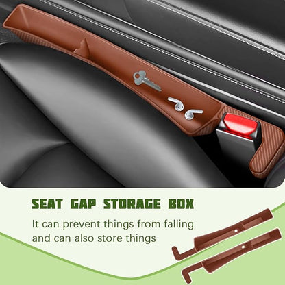 2PCS Car Seat Gap Filler Organizer, Seat Side Gap Organizer for Phone Keys Cards, Multifunctional Automotive Interior Storage Accessories, Universal for SUV Truck Sedan (Dark Brown)