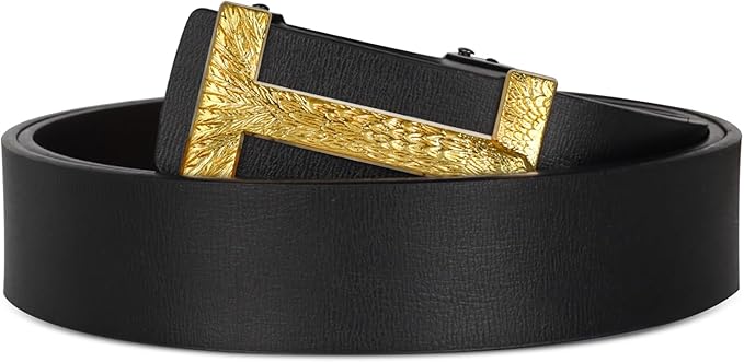 Aurolran Men&Womens Leather Dress Belt Business Automatic Buckle Belt Color-Black Silver Gold