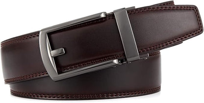 Lingli Men's Belt,Ratchet Dress Belt with Automatic Buckle Brown/Black-Trim to Fit-35mm wide