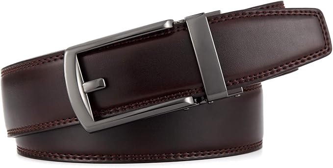 Lingli Men's Belt,Ratchet Dress Belt with Automatic Buckle Brown/Black-Trim to Fit-35mm wide