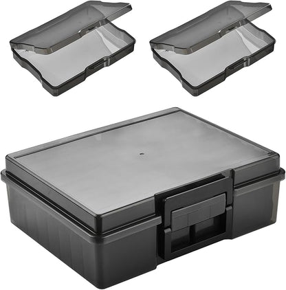 ALINK Photo Storage Box with Handle, 4" x 6" Photo Organizer Storage Container with 16 Inner Case and 1 Sheet Label for Pictures, Arts, Crafts, Sewing, Stickers, Seeds, Office Supplies - Black