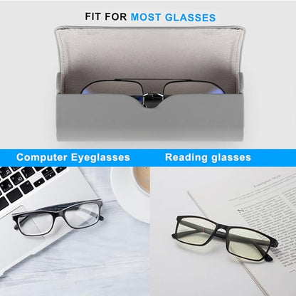 RayLove Glasses Case Hard Shell, Travel Sunglasses Case, Leather Hard Eyeglass Case for Women, Reading Glasses Case for Men
