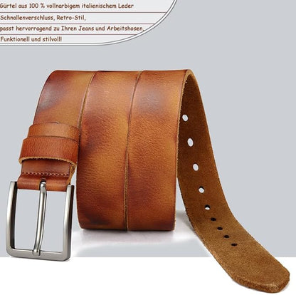 DOOPAI Men's Genuine Leather Casual Belt -Full Grain Leather Belt for Men- 1.5" Handmade Jeans Belt with Gift Box