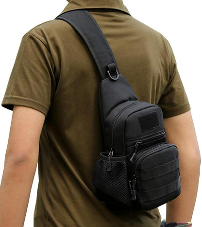 Hebetag Leather Sling Bag Crossbody Backpack for Men Women Travel Outdoor Camping