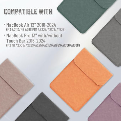 Allinside 13 inch Laptop Sleeve Case for MacBook Neo A18 Pro/MacBook Air 13 2018-2026/MacBook Pro 13 2016-2022, Waterproof PU Suede Leather Laptop Sleeve Bag Protective Vertical Case Cover, Gray
