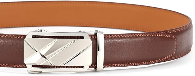 Lingli Men's Belt,Ratchet Dress Belt with Automatic Buckle Brown/Black-Trim to Fit-35mm wide