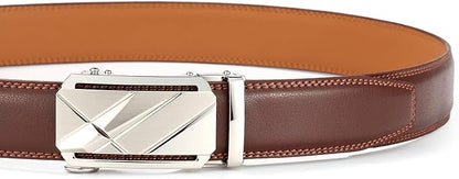 Lingli Men's Belt,Ratchet Dress Belt with Automatic Buckle Brown/Black-Trim to Fit-35mm wide