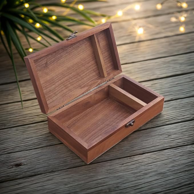 Walnut Handmade Walnut Partition Wooden Box for Keepsakes, Photos, Jewelry Ring Wedding Gift Box