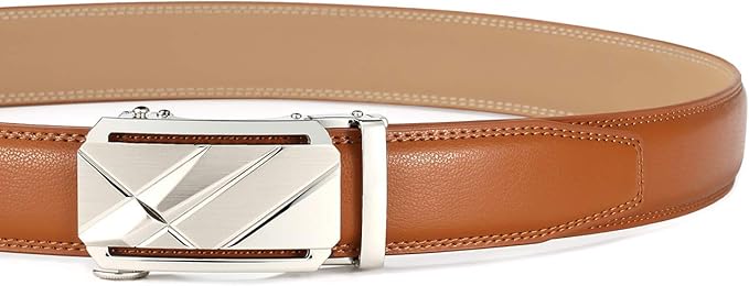 Lingli Men's Belt,Ratchet Dress Belt with Automatic Buckle Brown/Black-Trim to Fit-35mm wide