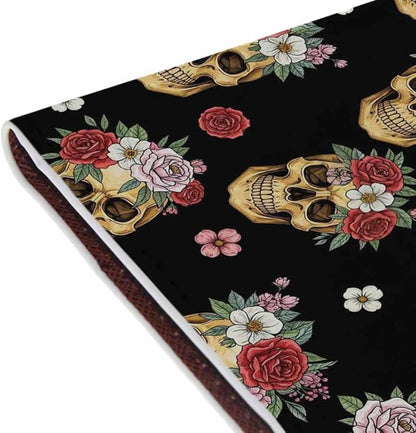 Suger Skull Passport Holder for Travel Floral Red White Pink PU Leather Passport Cover Wallet Cute Passport Card Holder for Women and Men
