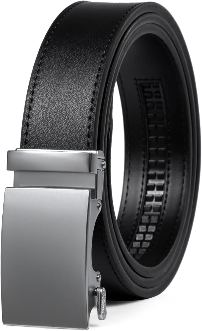 Founders & C Ratchet Belts for Men-Black/Brown Belt Leather 1 3/8" for Casual Dress-Micro Adjustable Belt
