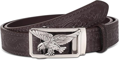 Aurolran Men&Womens Leather Dress Belt Business Automatic Buckle Belt Color-Black Silver Gold