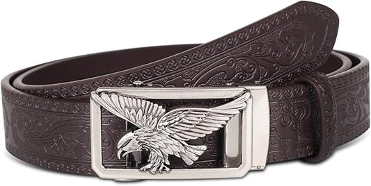 Aurolran Men&Womens Leather Dress Belt Business Automatic Buckle Belt Color-Black Silver Gold