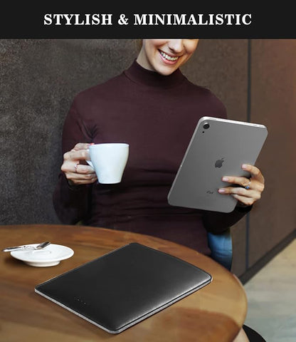 MoKo 9-11 Inch Tablet Sleeve, PU Leather Briefcase Slim Stylish Case Fits New 11-inch iPad Air M4 2026/iPad Pro M5, Air 5/4th 10.9, 10th Gen 10.9, 9/8. Gen 10.2, Tab S8/S9 11, Black