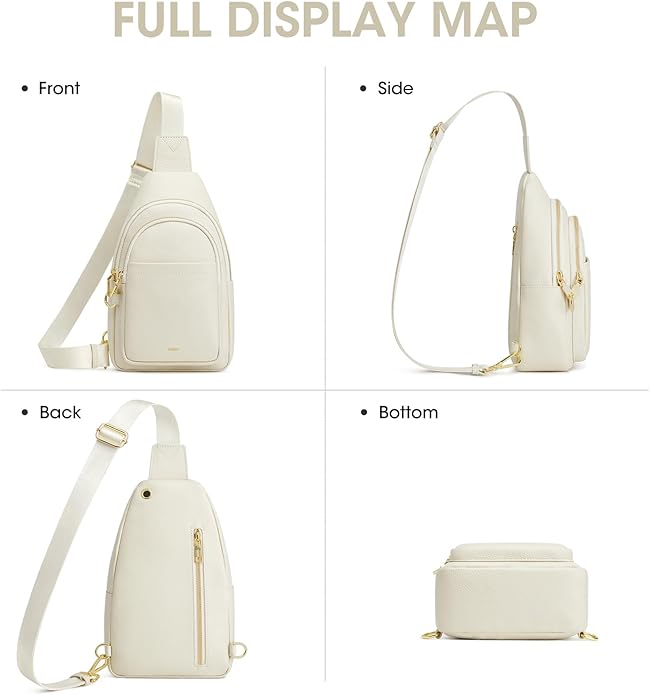 Kattee Sling Bag for Women, Leather Fanny Packs Crossbody Purse, Small Chest Bag for Travel with RFID Blocking