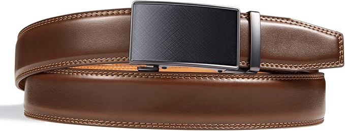 VATAN Men's Belt Leather Ratchet Belt for Men Dress Casual Every Day with Adjustable Buckle, Trim to Fit