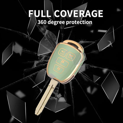 MILD EAST Key Fob Cover for Toyota with Metal Key Chain, Soft TPU Easy to Press Key Fob Shell Case for 2012-2019 Camry Corolla Rav4 Tacoma Highlander Avalon Venza, Green