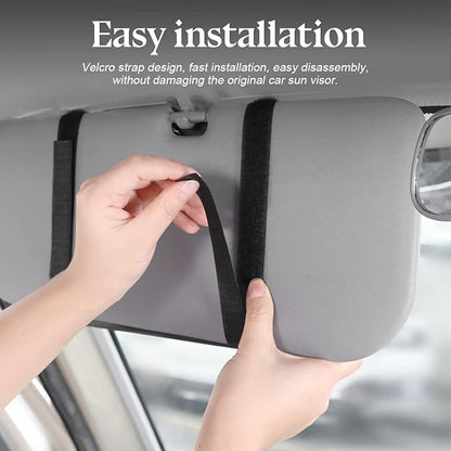 Car Sun Visor Organizer, Car Visor Pocket Wallet Pouch Holder, Vehicle Sunshade Glasses Case Storage Bag with Multi-Pocket Net Zipper, Auto Interior Accessories Universal for SUV Truck Van (Brown)