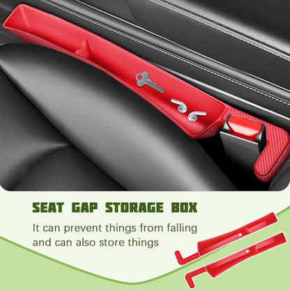 2PCS Car Seat Gap Filler Organizer, Seat Side Gap Organizer for Phone Keys Cards, Multifunctional Automotive Interior Storage Accessories, Universal for SUV Truck Sedan (Red)