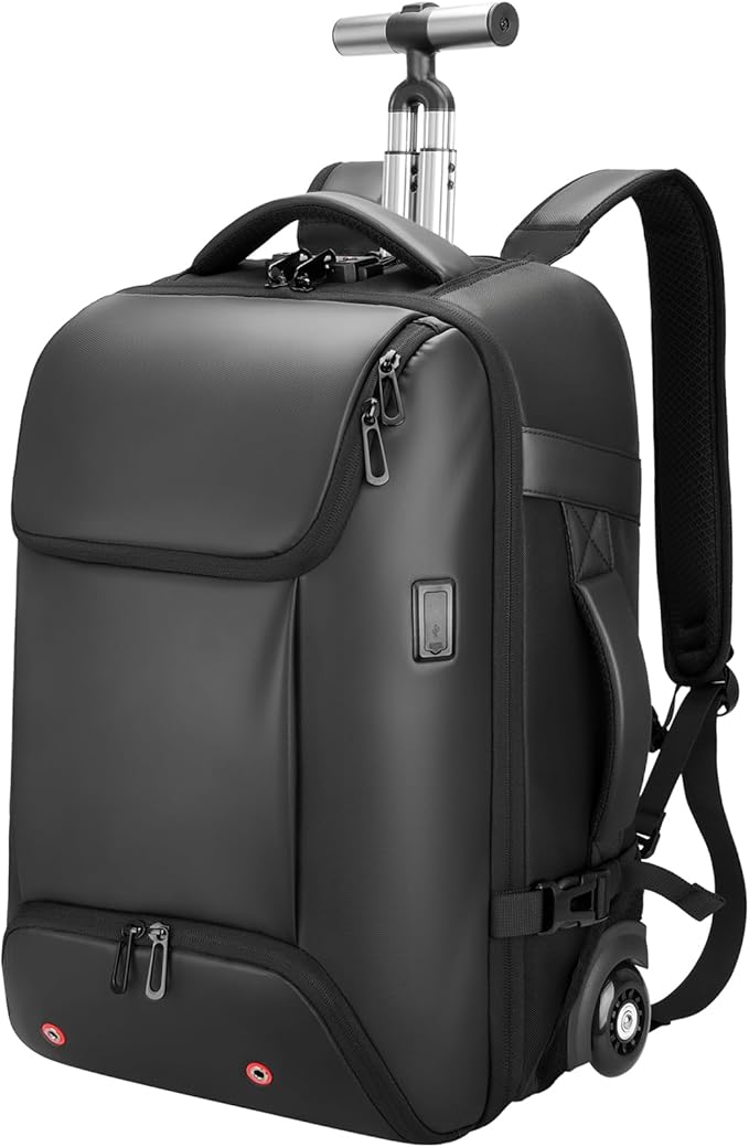 Rolling Backpack,travel backpack with wheels,Water Resistant carry on luggage with USB C Ports,Anti-Theft,wheeled backpack for travel,Business and Commuting