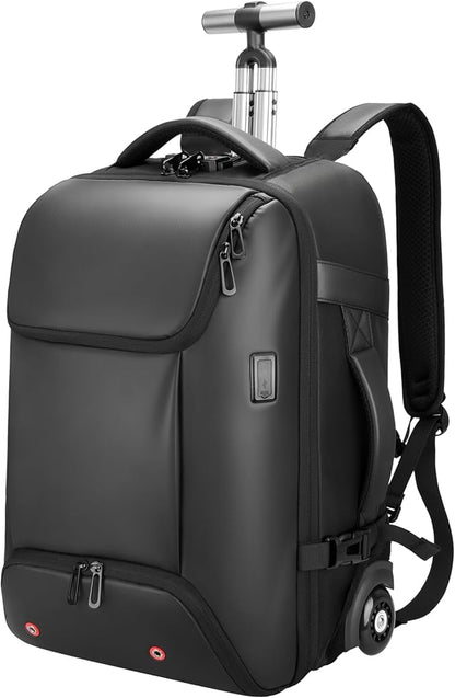 Rolling Backpack,travel backpack with wheels,Water Resistant carry on luggage with USB C Ports,Anti-Theft,wheeled backpack for travel,Business and Commuting