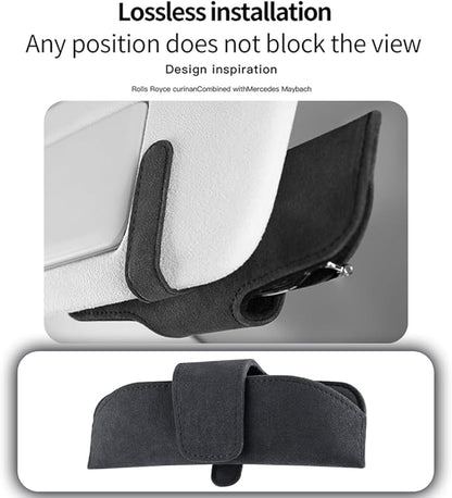Sunglasses Holder for Car Sun Visor, Magnetic Closure Suede Vehicle Eyeglasses Holder Protective Box Clip, Automotive Glasses Storage Organizer, Universal for Truck, SUV, RV(Black)