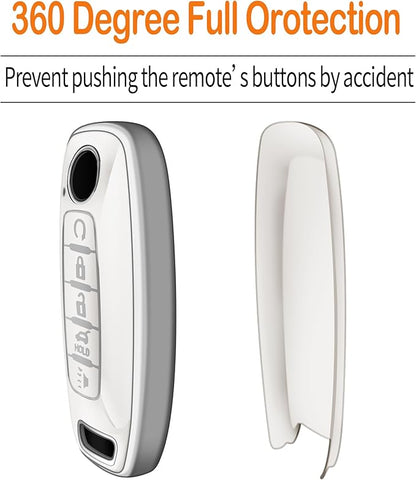 Sindeda for Nissan Key Fob Cover with Keychain Soft Full Protection Key Shell Key Case Compatible with 2023 2024 2025 Pathfinder Kicks Rouge(White, 5 Buttons)