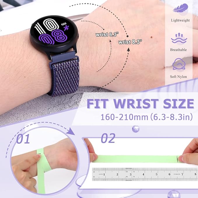 18mm Nylon Sport Quick Release Watch Bands Compatible with Garmin Venu 4 41mm/3S 41mm/Venu 2S/Vivoactive 4S/Vivomove 3S/Active S/Forerunner 265S(42mm)/255S/Fossil Women's Gen 6 42mm/5E 42mm Women Men