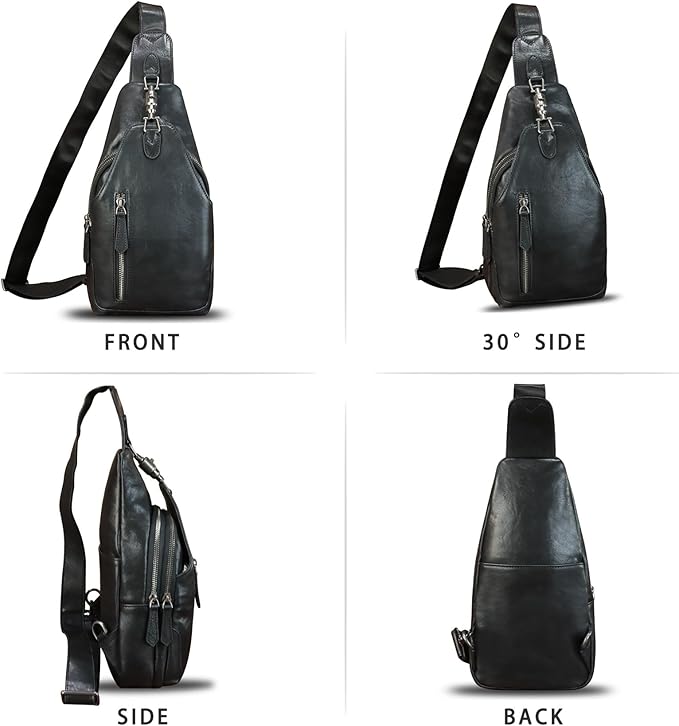 LRTO Genuine Leather Sling Bag for Men and Women Real Leather Shoulder Crossbody Bag Chest Bag Sling Backpack Purse