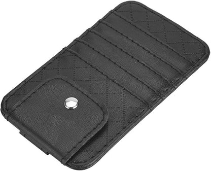 Restokki Car Visor Organizer Sun Holder Storage Pouch Card Bill Bag for Car Truck Universal Size Black Leather