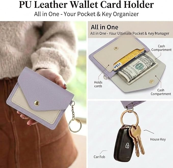 BIHRTC Silicone Key Ring Bracelets Wristlet Keychain Wallet with Net Chapstick Holder for Women