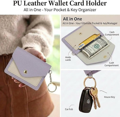 BIHRTC Silicone Key Ring Bracelets Wristlet Keychain Wallet with Net Chapstick Holder for Women