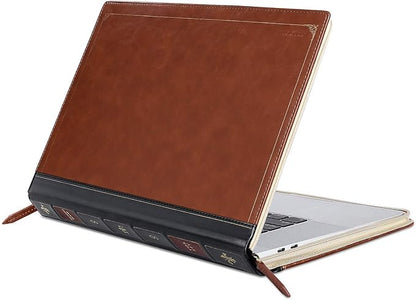 MOSISO Compatible with MacBook Pro 16 inch Case 2025-2021 M4 A3403 A3186 M3 A2991 M2 A2780 M1 A2485/2019 2020 A2141,PU Leather Laptop Sleeve Vintage Retro Zippered Portfolio Protective Cover,Brown