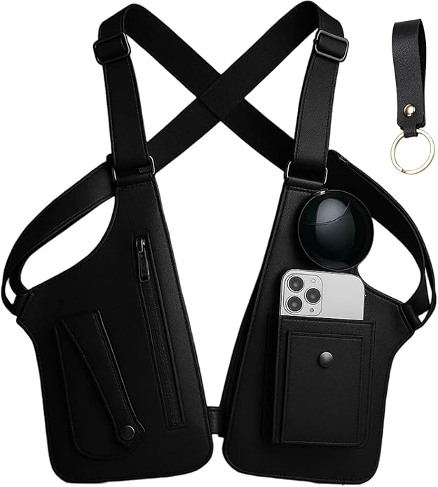 Premium Leather Shoulder Bag, Double Shoulder Armpit Bag, Anti-Theft Hidden Adjustable Strap Holste, Underarm Strap Wallet