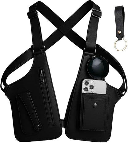 Premium Leather Shoulder Bag, Double Shoulder Armpit Bag, Anti-Theft Hidden Adjustable Strap Holste, Underarm Strap Wallet