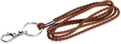 PLENTY Braided Leather Lanyard, 2PCS 19IN Strong Office Long Neck Strap with Clasp and Keychain for ID Badge and Keys