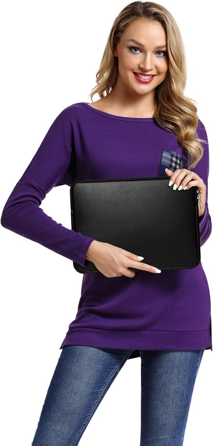 CCPK Laptop Sleeve Case for Apple New MacBook Air M5 15 inch A3448 2026 M4 A3241 2025 M3 A3114 2024 M2 A2941 2023 15.3 Inch Mac Book Pro TouchBar A1707 A1990 15.4-inch 2019 Bag Cover PU Leather Black