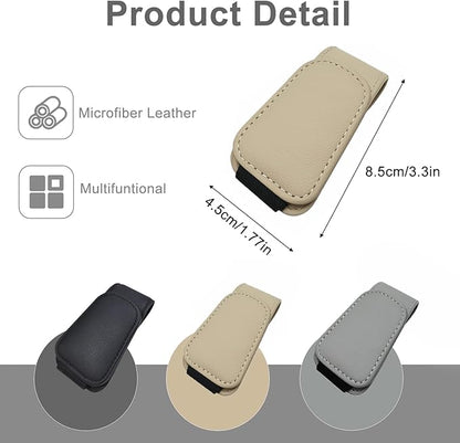EldHus Car Sunglass Holder for Visor, Magnetic Car Eyeglass Holder Clip, Universal Vehicle Sunglasses Eyeglasses Mount, 1 Pack Beige