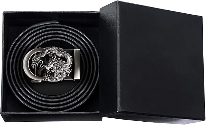 Barry.Wang Mens Belts Leather Ratchet Automatic Buckle Slide Click 1 3/8" Designer Dress Fashion Classic Casual Work Business