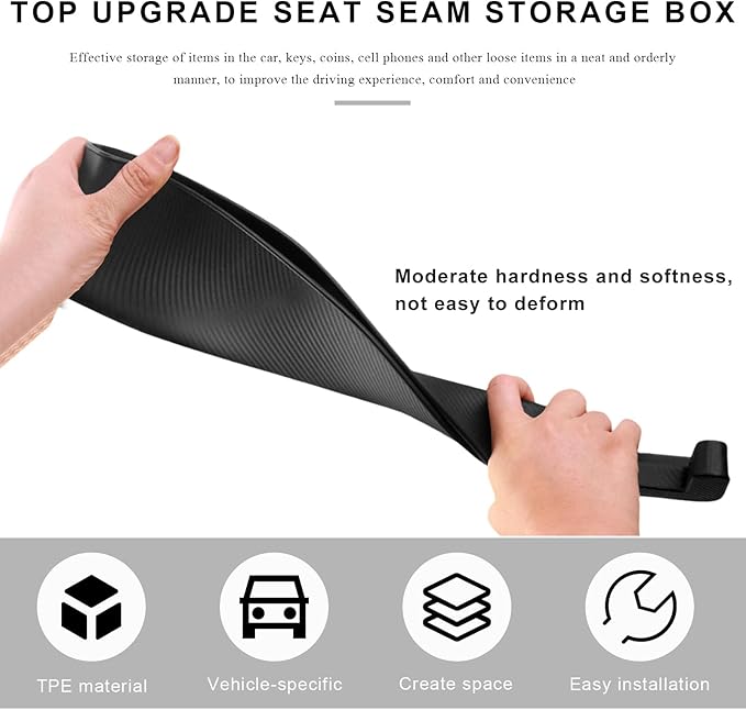 2PCS Car Seat Gap Filler Organizer, Multifunctional Seat Side Gap Filler with Phone Holder, Auto Crevice Blocker Between Seats for Prevent Essential Items from Falling (Black)