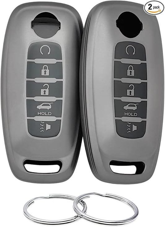 REPROTECTING TPU Key Fob Cover Compatible with Nissan Pathfinder Rogue Kicks (Matte Black/Matte Black, 5 Buttons/TPU)