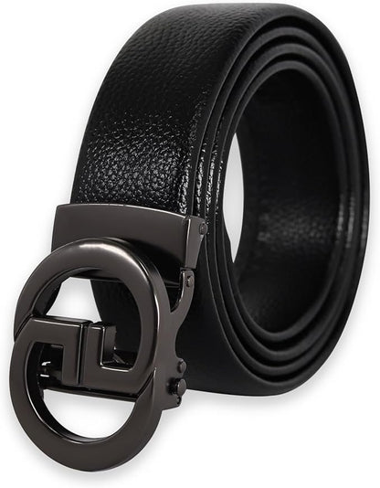Aurolran Men&Womens Leather Dress Belt Business Automatic Buckle Belt Color-Black Silver Gold