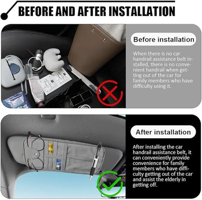 Car Sun Visor Organizer, Auto Accessories Sunglass Holder for Car, Multi-functional Sun Organizer Storage Bag, General Motors Interior Parts Storage Bags are Fit for Cars, SUVs, Trucks (Gray)