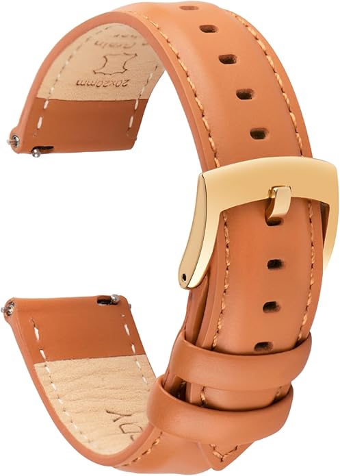 OTTOODY Leather Watch Bands Quick Release, Elegant Top Grain Leather Watch Straps for Men & Women, Choice of Color & Width - 18mm, 19mm, 20mm, 21mm or 22mm Wristbands Bracelet for Watch & Smartwatch
