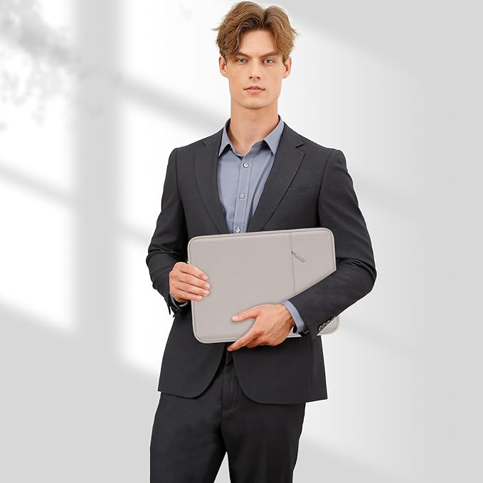 MOSISO Laptop Case 13.3 inch, 13-13.3 inch Laptop Sleeve Compatible with MacBook Air/Pro 13/Pro 14 M5 M4 M3 M2 M1, HP Dell ASUS Lenovo,Polyester Vertical Computer Sleeve Bag with Pocket, Stone Gray