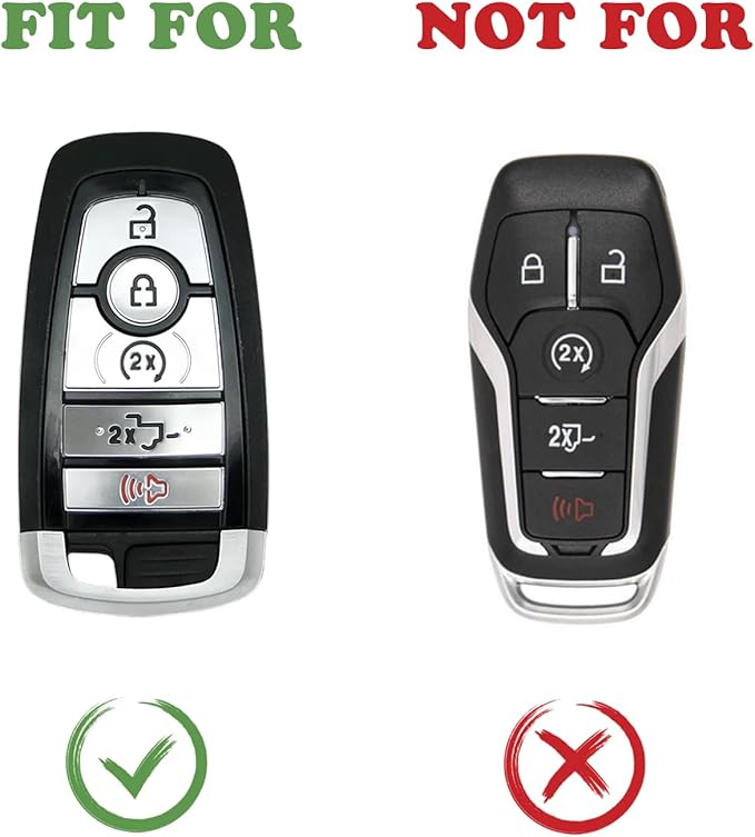 TANDRIVE Key Fob Cover for 2026 2025-2017 Ford F150 F250 F350 F450 F550 F650 F750, 5 Button, Silicone, 2-Pack, Red Button, Black and Black