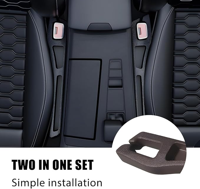 Car Seat Gap Filler, 2PCS Crevice Blocker Stopper Between Vehicle Seat Console, No Drop Automotive Fill Crevice Guard Interior Accessories, Universal for SUV Truck Sedan (Brown)